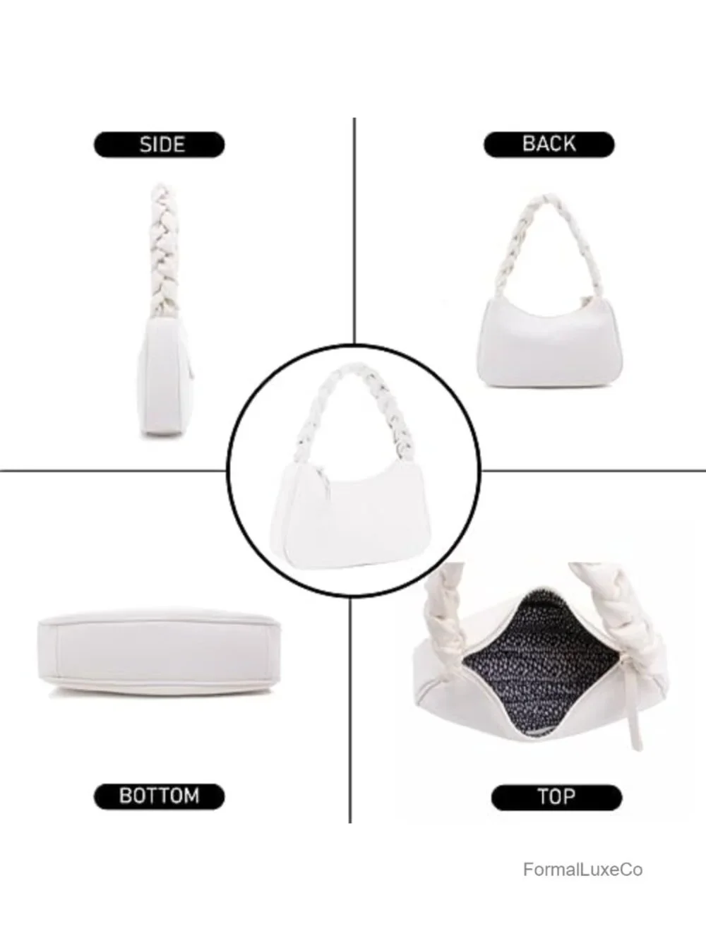 Vegan Leather Braided Hobo Shoulder Bag Women Tote Handbag